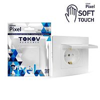 Розетка 1-м СП Pixel 16А IP20 с заземл. защ. шторки с крышкой механизм айс TOKOV ELECTRIC TKE-PX-R1ZSW1-C34