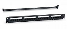 Патч-панель 19дюйм (1U) WR-PL-24-C5E-D 24 порта RJ-45 кат. 5e Dual IDC с задним кабельным организатором черн. WRline 505208