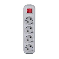 Колодка удлинителя 4-м 16А с заземл. с выкл. АБС-пластик бел. TOKOV ELECTRIC TKE-C01-KU4-ZV