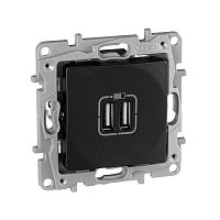 Механизм розетки USB 1-м СП Etika 2мод. 240В/5В 2400мА антрацит Leg 672694