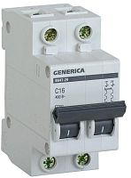 Выключатель автоматический модульный 2п C 16А 4.5кА ВА47-29 GENERICA IEK MVA25-2-016-C